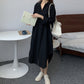 👗Maximal 50 % Rabatt💖 Einfarbiges, atmungsaktives Button-Down-Überkleid mit Revers