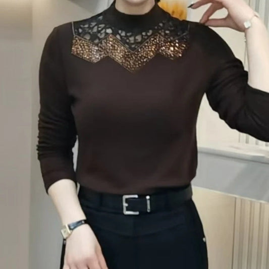 Halbhoher Kragen Cutout Mode Warmes Top