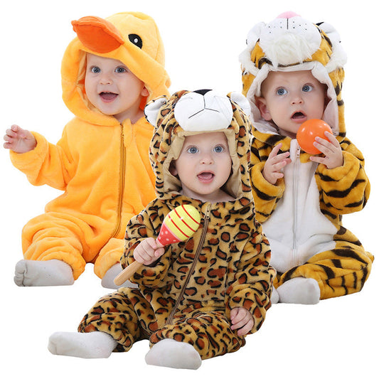 Niedliche Flanell-Babystrampler im Tierdesign