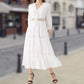 Boho Midi-Kleid mit V-Ausschnitt in Weiß