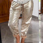 ✨ 2-teiliges Damen-Set: Goldfolien-Oberteil mit Devil's Eye Design & Pailletten-Hosen ✨