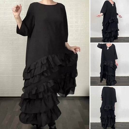 50% RABATT🚀Übergroßes, fließendes Kleid mit Rüschen und Lagen