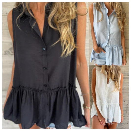 ⏰Bis zu 49 % Rabatt!🏆Lässiges, lockeres, einfarbiges Button-Down-Shirt für Damen