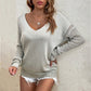 🌾Lässiger, locker sitzender Strickpullover mit V-Ausschnitt für Damen