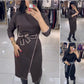 🎀Modisches, langärmliges Kleid mit Taillenlinie für Damen