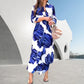 49 % Rabatt!🌟Langärmeliges Maxikleid mit Blumenprint und Revers