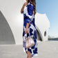 49 % Rabatt!🌟Langärmeliges Maxikleid mit Blumenprint und Revers