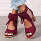 Offene Damen-Schleifen-Sandalen mit klobigem Absatz(👠50 % Rabatt!)