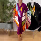 Bedrucktes Kleid mit V-Ausschnitt und kurzen Ärmeln für Damen