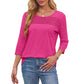Kostenlose Lieferung auch für Einzelstücke - Damen-Pleated-Detail 3/4-Armel- Casual-Shirt.