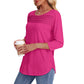 Kostenlose Lieferung auch für Einzelstücke - Damen-Pleated-Detail 3/4-Armel- Casual-Shirt.