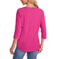 Kostenlose Lieferung auch für Einzelstücke - Damen-Pleated-Detail 3/4-Armel- Casual-Shirt.
