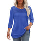 Kostenlose Lieferung auch für Einzelstücke - Damen-Pleated-Detail 3/4-Armel- Casual-Shirt.