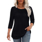 Kostenlose Lieferung auch für Einzelstücke - Damen-Pleated-Detail 3/4-Armel- Casual-Shirt.