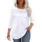 Kostenlose Lieferung auch für Einzelstücke - Damen-Pleated-Detail 3/4-Armel- Casual-Shirt.