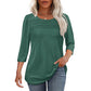 Kostenlose Lieferung auch für Einzelstücke - Damen-Pleated-Detail 3/4-Armel- Casual-Shirt.
