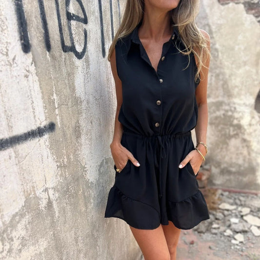 Damen Romper mit Gürtel und Knopfleiste