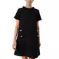 Damen Elegantes Tweed-Kleid mit Kurzen Ärmeln