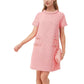Damen Elegantes Tweed-Kleid mit Kurzen Ärmeln