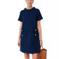 Damen Elegantes Tweed-Kleid mit Kurzen Ärmeln