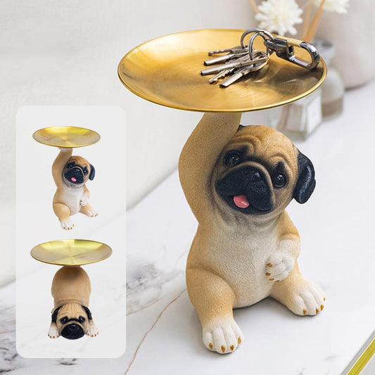 [🐶Kreative Geschenke] Harz-Hundestatue Tablett-Aufbewahrung Schlüsselhalter Dekoration