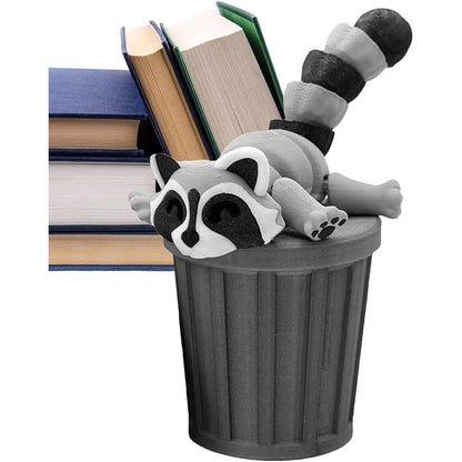 3D-gedruckter Waschbär mit Mülleimer-Dekoration