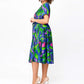 🌸Frühjahrsangebote💐👗Damen kurzärmeliges, tailliertes, bedrucktes Midikleid