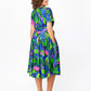 🌸Frühjahrsangebote💐👗Damen kurzärmeliges, tailliertes, bedrucktes Midikleid