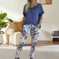💐Zweiteiliges Set für Damen - Unifarbenes Hemd aus Baumwolle und Leinen und lässige Hose mit Blumenmuster👚👖