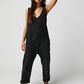 Damen Lässige V-Ausschnitt Lange Denim-Overalls
