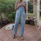 Damen Lässige V-Ausschnitt Lange Denim-Overalls