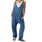 Damen Lässige V-Ausschnitt Lange Denim-Overalls