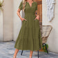 Langes, lässiges Sommerkleid für Damen mit V-Ausschnitt und kurzen Ärmeln