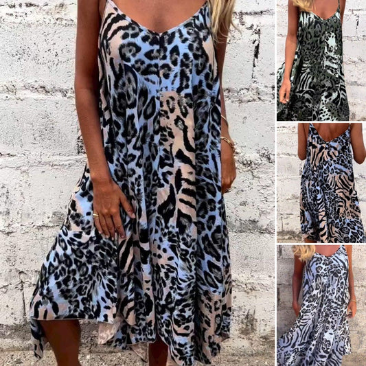 50 % Rabatt!🌟Leopardenmuster Spaghetti-Maxikleid