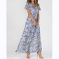 🌊Kurzärmeliges langes Kleid mit Blumendruck