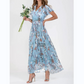 🌺Sommer Heißer Verkauf 50% Rabatt🍃Kurzärmeliges langes Kleid mit Blumendruck👗