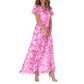 🌺Sommer Heißer Verkauf 50% Rabatt🍃Kurzärmeliges langes Kleid mit Blumendruck👗