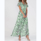 🌺Sommer Heißer Verkauf 50% Rabatt🍃Kurzärmeliges langes Kleid mit Blumendruck👗
