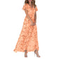 🌊Kurzärmeliges langes Kleid mit Blumendruck