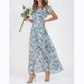 🌊Kurzärmeliges langes Kleid mit Blumendruck
