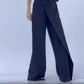 Damenhose mit unregelmäßiger hoher Taille und weitem Bein