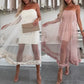 🌸✨Trägerloses Damen-Kleid mit Tüll-Schicht und Rüschenbesatz
