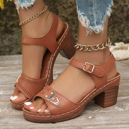 🪧Maximal 50 % Rabatt🌟Damen Sandalen mit Blockabsatz