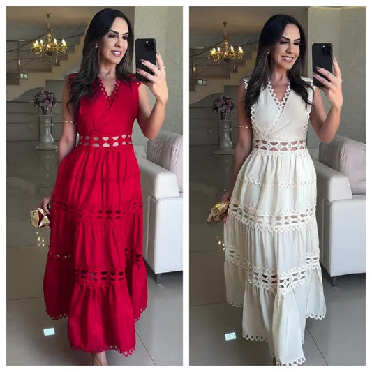 V-Ausschnitt Ärmelloses Kleid mit Cut-Out(🔥50 % Rabatt)