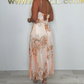 Spaghetti-Träger Mesh Floral Maxi Dres