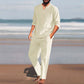 🍃 2-teiliges Herren-Set aus Oberteil und Hose mit V-Ausschnitt