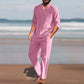 🍃 2-teiliges Herren-Set aus Oberteil und Hose mit V-Ausschnitt