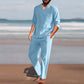 🍃 2-teiliges Herren-Set aus Oberteil und Hose mit V-Ausschnitt