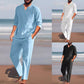 🍃 2-teiliges Herren-Set aus Oberteil und Hose mit V-Ausschnitt