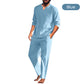 🍃 2-teiliges Herren-Set aus Oberteil und Hose mit V-Ausschnitt